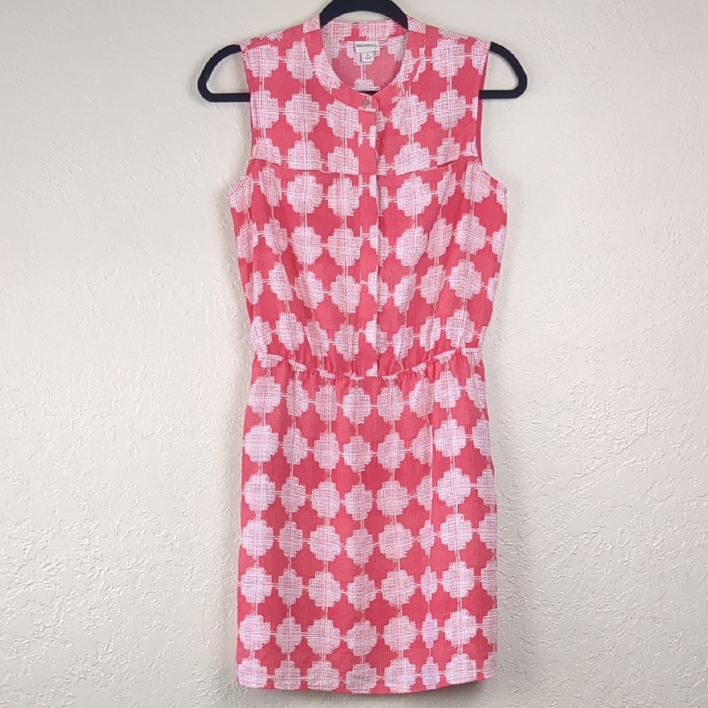 Merona Pink Geometric Sleeveless‎ Dress Size S Casual Pockets